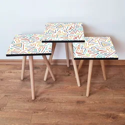 Hanah Home Set klub stočića 3Shp338, 3 komada, Šarena