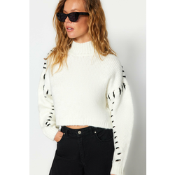 Trendyol Ecru Soft Textured Yarn Detailed Knitwear Sweater