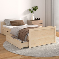 vidaXL Posteljni okvir s predali trdna borovina 90x200 cm