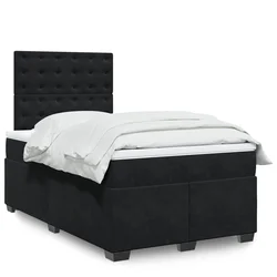 vidaXL Box spring postelja z vzmetnico črna 120x200 cm žamet