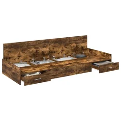 Vidaxl Konstrukcija postelje z vzglavjem Dimljeni oreh 98.5 x 200 cm