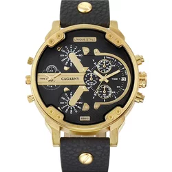 Moška ročna ura Cagarny Mr. Big Black/Gold Leather