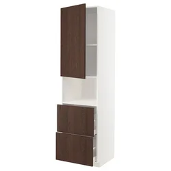 METOD / MAXIMERA Vis.elem.mikrotal. s vratima/2fioke, bela/Sinarp smeđa, 60x60x220 cm
