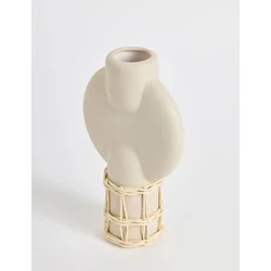 Aberto Design Vaza Cylinder Terracota, 8x28x17 cm, Krem
