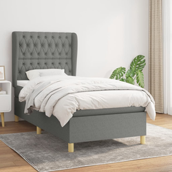 vidaXL Box spring postelja z vzmetnico temno siva 100x200 cm blago