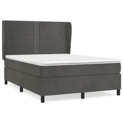 Vidaxl Box spring posteljni z vzmetnico temno siv 140x190 cm žamet