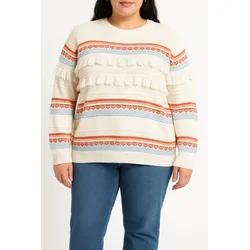 Plus size pulover z resicami, bela