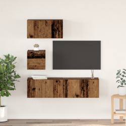 Set TV komoda Zidne 4 pcs Staro drvo Konstruirano drvo