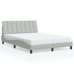 Okvir za krevet bez madraca Hanko svjetlosivi 140 x 190 cm baršunasti