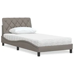 vidaXL Postelja z vzmetnico taupe 100x200 cm blago