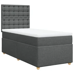 Vidaxl Box spring postelja z vzmetnico temno siva 100x200 cm blago