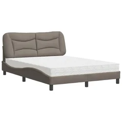 Vidaxl Postelja z vzmetnico Hvar taupe 140x190 cm blago
