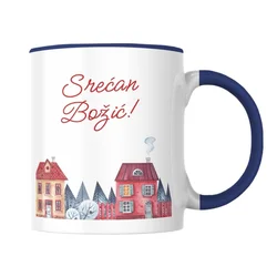 Novogodišnja šolja Srećan Božić!, 300 ml, Bela