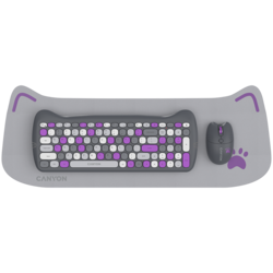 CANYON HSET-W6 EN/AD Keyboard+Mouse Kitty Edition AAA+?? Wireless Violet