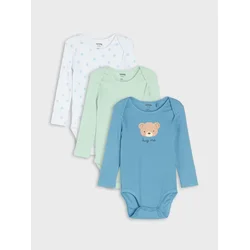 Sinsay - Pamučni bodi od rebrastog pletiva 3 pack - grey blue