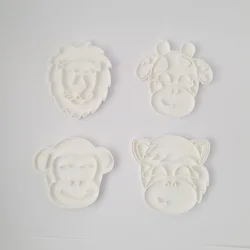 KREATIVNI SLATKIŠI Modle za kolače i ukrase Safari životinje, 5 cm, 4 komad, Bela