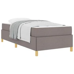 Vidaxl Konstrukcija postelje z vzmetnico Taupe 90 x 190 cm blago