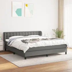 Greatstore Box spring postelja z vzmetnico temno siva 180x200 cm blago
