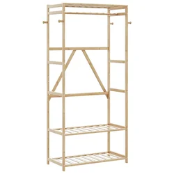 Stalak za odjeću s policama 80x40x175 cm od bambusa
