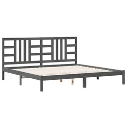 Vidaxl Posteljni okvir siv iz trdnega lesa 200x200 cm