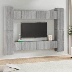 10-dijelni set TV ormarića sivog sonome konstruirano drvo