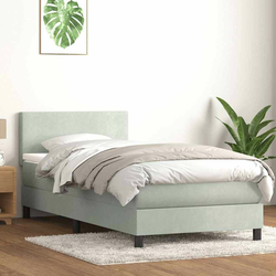 Box Spring krevet s madracem i LED svijetlo sivi 80x210 cm baršun