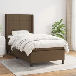 Den Box spring postelja z vzmetnico temno rjava 80x200 cm blago