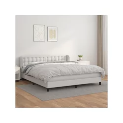 Den Box spring postelja z vzmetnico bela 180x200 cm umetno usnje