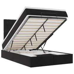 Otomanski krevet s madracima&LED crni 120x200cm baršunasti
