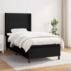 Greatstore Box spring postelja z vzmetnico črna 100x200 cm blago