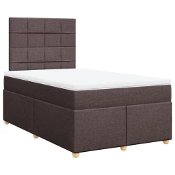 Vidaxl Box spring postelja z vzmetnico temno rjava 120x190 cm blago