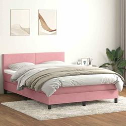 Box Spring krevet s madracem i LED ružičasti 160x220 cm baršun
