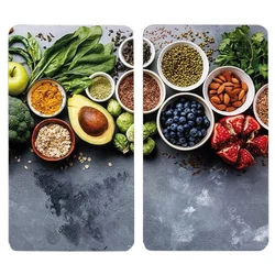 Set of 2 glass chopping boards, 50 x 28.5 cm, 0.4 cm thick, Healthy K