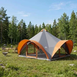 Tipi šator Siva i narančasta Za 18 osoba Poliester i čelik