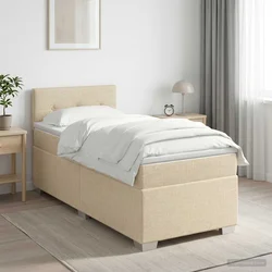 vidaXL Postelja boxspring z vzmetnico Krem 90 x 190 cm Blago