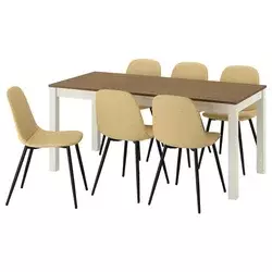 ALHULT / NORDMANSSKÄR Sto i 6 stolica, bež/smeđa/Letafors žutobež crna, 170/220x80 cm