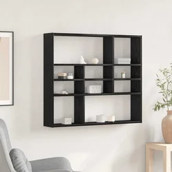 Zidna polica crni hrast 90x16x78 cm inženjerski drvo