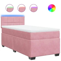 Vidaxl Box spring postelja z vzmetnico roza 90x200 cm žamet