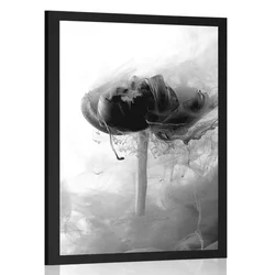 Plakat rožnati cvet v zanimivem dizajnu v črnobeli varianti - 60x90 white