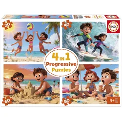 Puzzle Day at the Beach Educa progresivno 20-40-60-80 delov od 4. leta