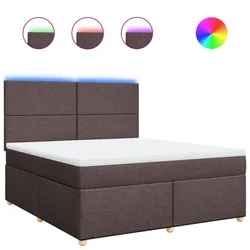 Vidaxl Box spring postelja z vzmetnico temno rjava 180x200 cm blago