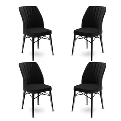 Hanah Home Set 4 trpezarijske stolice Flex Crni