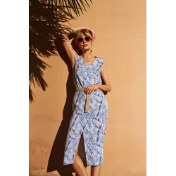 Marisse Blue Linen Dress With A Belt