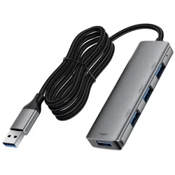 Hub postaja Acefast J17 4v1 USB-A - 4x USB-A 3.0, 5Gbps, 5V/3A, 1m - metal gray