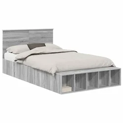 Vidaxl Konstrukcija postelje Siva Sonoma 135 x 190 cm Konstruiran les