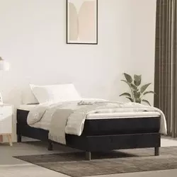 Madrac s džepičastim oprugama srednje tvrdoće crni 80 x 210 x 20 cm baršunasti