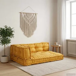 Jastučić za paletni kauč 3 pcs Žuta 120 x 80 x 38 cm Tkanina