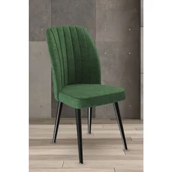 Hanah Home set trpezarijskih stolica Platinum 8 kom, kaki zelena tkanina Jerry, crne metalne noge