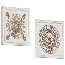 Umjetnički dekor 2 pcs Smeđa i bijela 40 x 40 x 1,5 cm