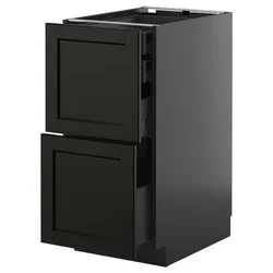 METOD / KNIVSHULT Pod.orm.2front/2dnj/1srd/1vis.fiok, Crnosiva/Lerhyttan crno bajcovano, 40x60 cm